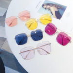 Square Sun Sunglasses Glasses Transparent Pink Glasses