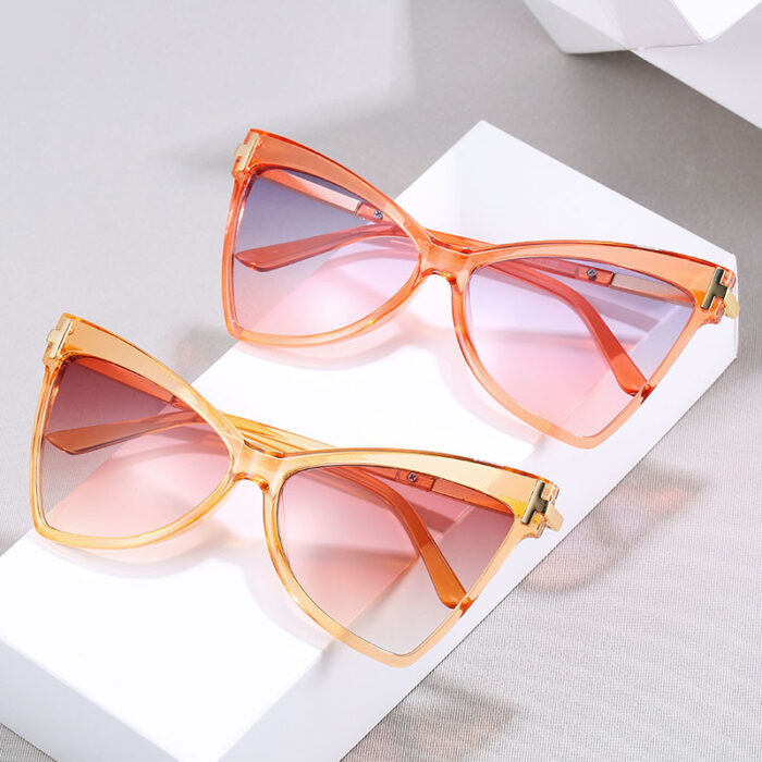 Fashion Triangle T-shaped Ocean Color Cat Eye Glasses - Image 1