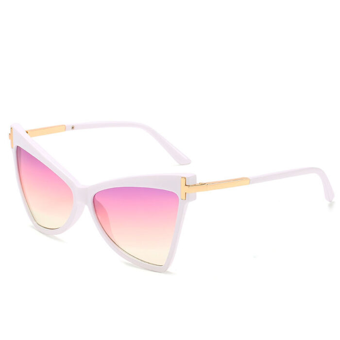Fashion Triangle T-shaped Ocean Color Cat Eye Glasses - Image 3