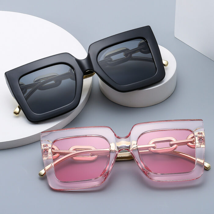 Square Chain Sunglasses Sun Glasses Retro Personalized Fashion Sunglasses For Women - Image 1