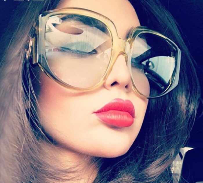 New Arrival Oversize Women Round Sun Glasses Fashion Ladies Olive Frames Glasses - Image 1