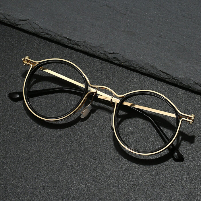 Vintage Round Frame Glasses Frame Anti-Blue Ray Plain Glasses - Image 1