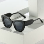 Cat Eye Sunglasses Personality Fashion Color Contrast Large Frame Glasses All-match Flat Sunglasses
