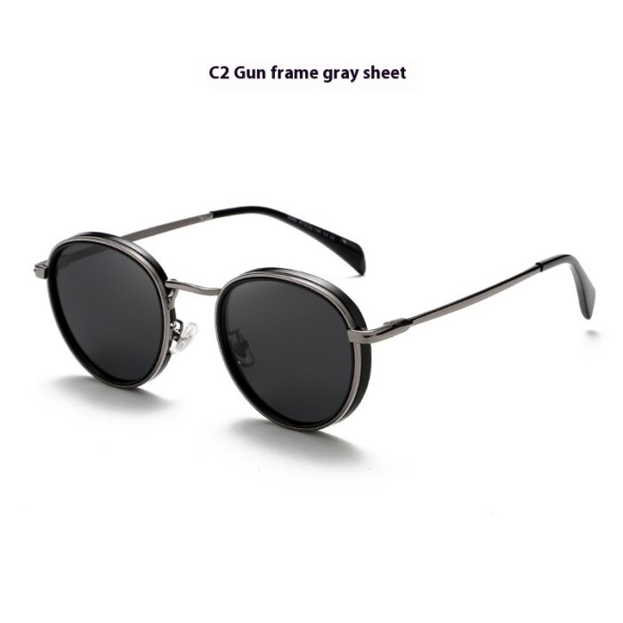 Round Frame Retro Sun Glasses Reflective Lenses - Image 2