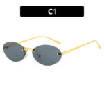 Fashion Personality Metal Frameless Oval Rivet Sun Glasses - Image 9