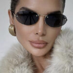 Fashion Personality Metal Frameless Oval Rivet Sun Glasses - Image 4