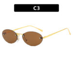 Fashion Personality Metal Frameless Oval Rivet Sun Glasses - Image 2