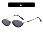 Small Frame Metal Sunglasses Sun Protection Plain Sun Glasses - Image 6
