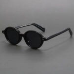 Retro Oval Black Frame Sun Shade Glasses - Image 10