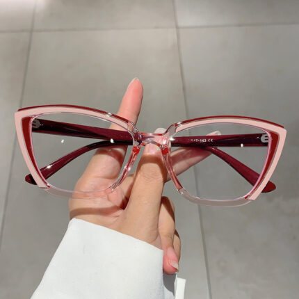 Set Up Anti Blue Light Colorful Cat Eye Flat Light Glasses Frame