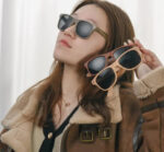 Retro Rice Nail Plastic Wood Grain Sun Glasses - Image 5