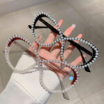 European And American Style Ins Cat's Eye With Pearl Anti-blue Light Glasses - Image 5