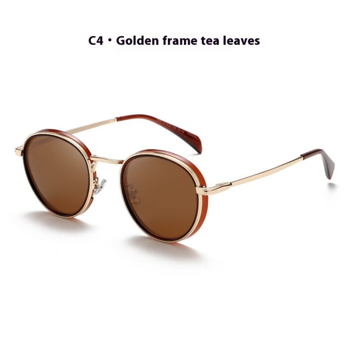 Round Frame Retro Sun Glasses Reflective Lenses - Image 6