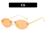 Fashion Personality Metal Frameless Oval Rivet Sun Glasses - Image 10