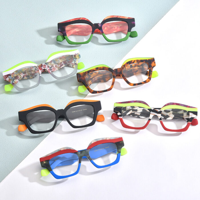Spliced Cat Eye Board Thick Border Glasses - Image 1