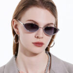 Small Frame Metal Sunglasses Sun Protection Plain Sun Glasses - Image 3