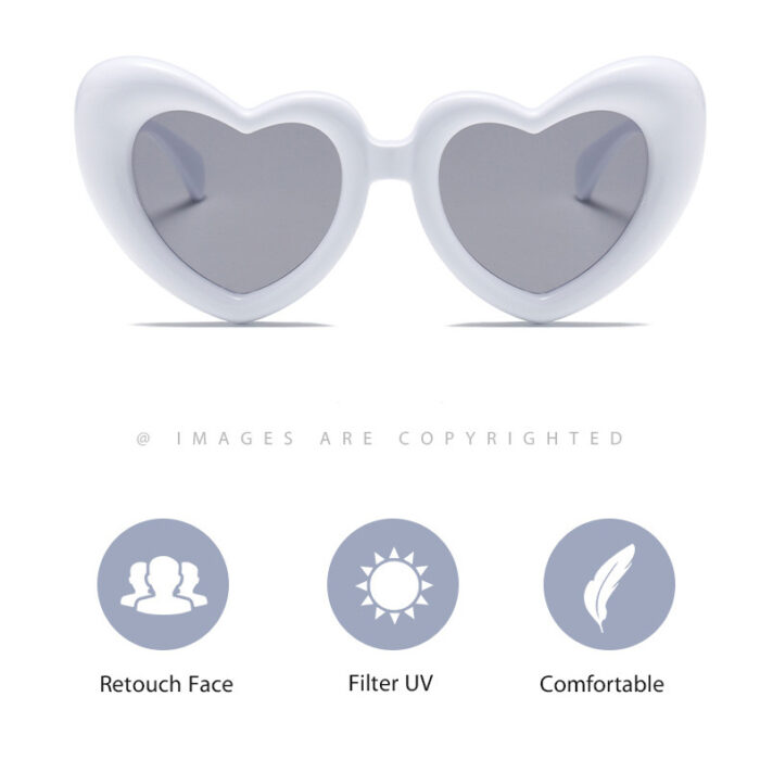 Heart Shape Sunglasses Thick Frame Love Glasses Summer - Image 5