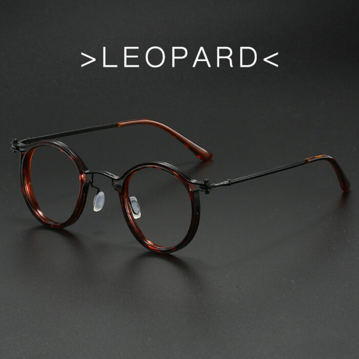 Vintage Round Frame Glasses Frame Anti-Blue Ray Plain Glasses - Image 4