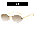 Fashion Personality Metal Frameless Oval Rivet Sun Glasses - Image 5